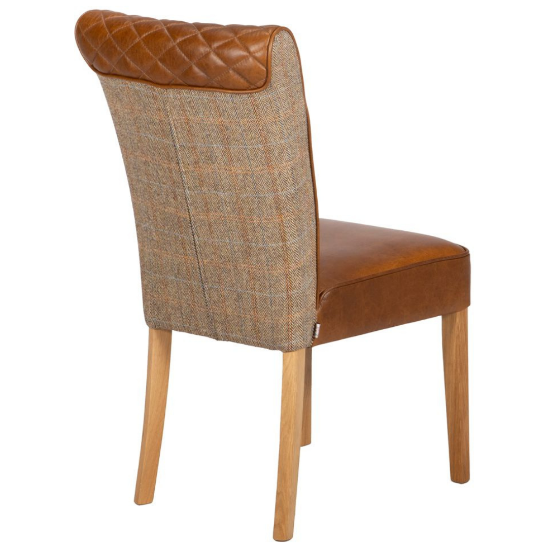 Stamford Dining Chair Gamekeeper Thorn and Brown Cerato Leather Dining Chair